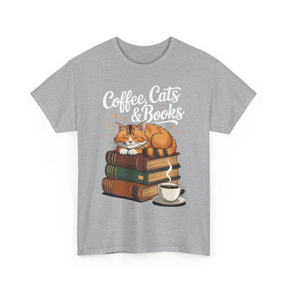 Coffee Cats & Books Lover Tee