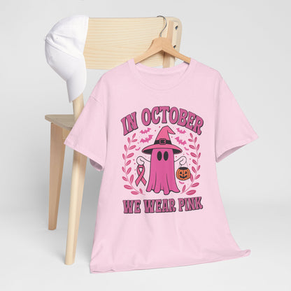 In October We Wear Pink Breast Cancer Awareness Halloween T-Shirt