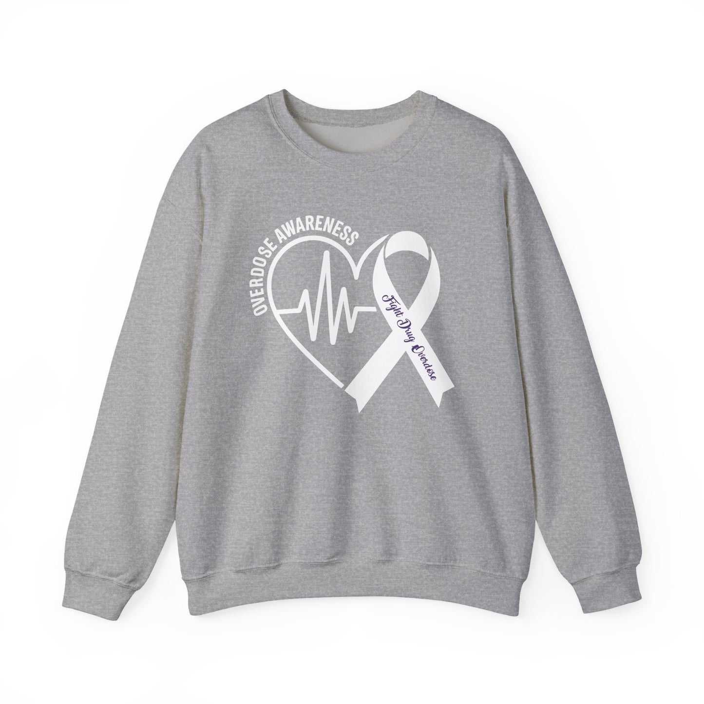 Overdose Awareness Month Heart Purple Ribbon Support Sweatshirt