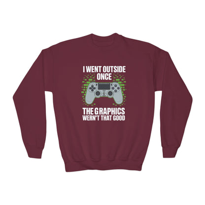 I Went Outside Once The Graphics Weren't That Good Gamer Boy Sweatshirt