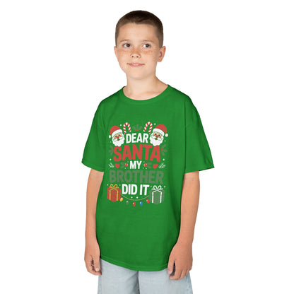 Dear Santa My Brother Did It Funny Christmas Boys Girls Kids T-Shirt