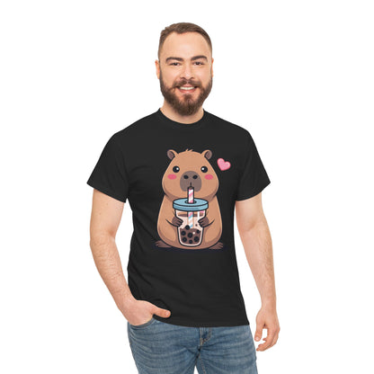Cute Capybara Kawaii Anime Drinking Bubble Tea Lover Girls T-Shirt