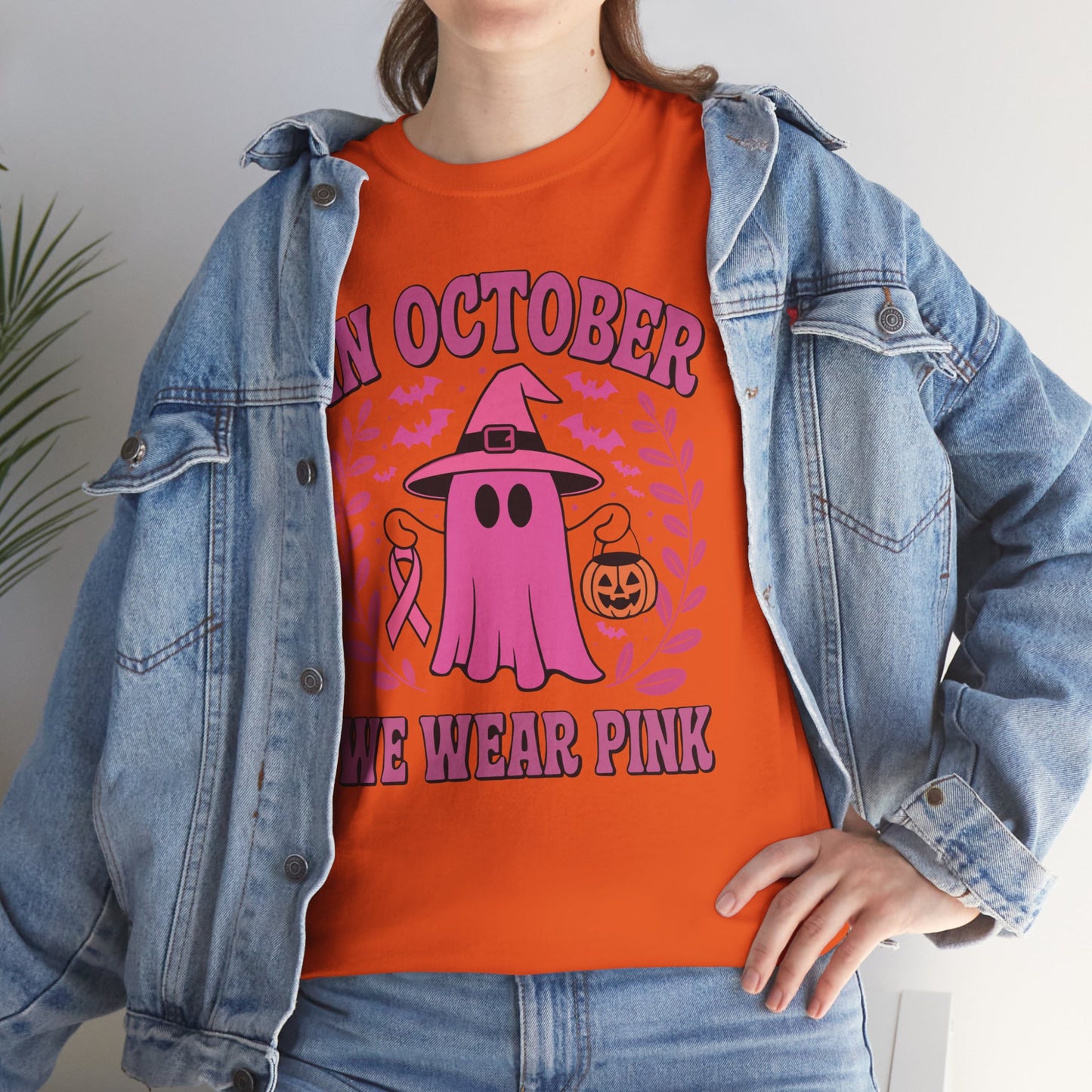In October We Wear Pink Breast Cancer Awareness Halloween T-Shirt