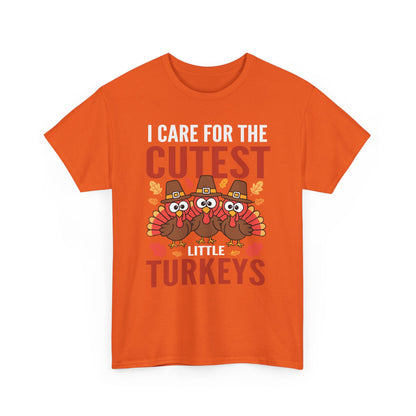 Care For Little Turkeys Nurse Fall Thanksgiving Scrub Top T-Shirt