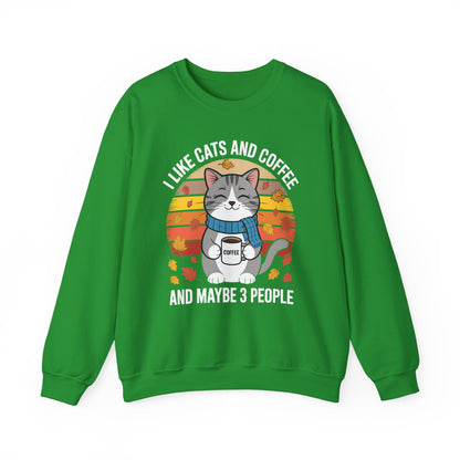 I Like Cats And Coffee And Maybe 3 People , Cats Lover Sweatshirt
