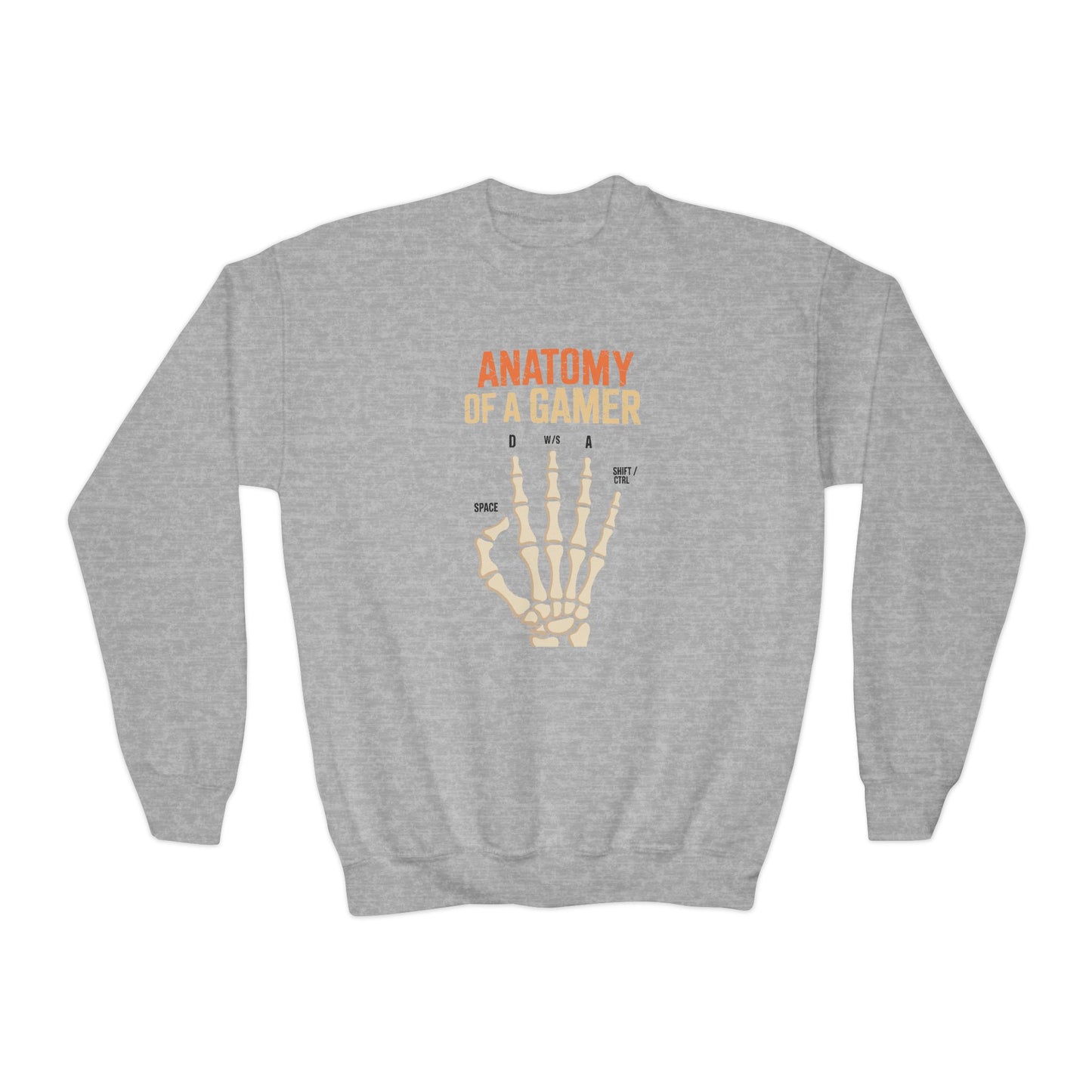 Funny Anatomy Of A Gamer Skeleton Hand Boys Kids Teens Sweatshirt