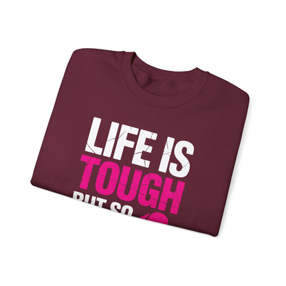 Life Is Tough But So Is My Wife Breast Cancer Awareness Gift Sweatshirt