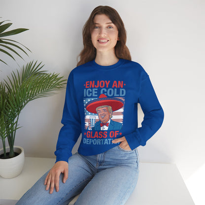 Funny Trump 4th of July Ice Cold Glass Of Deportation Sweatshirt