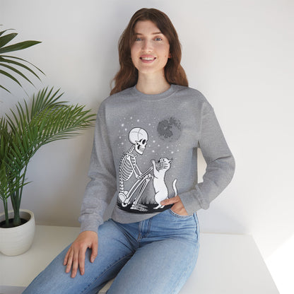 Skeleton Cat Skull Kitty Cute Goth Halloween Men Women Sweatshirt