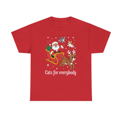 Cats For Everybody Christmas Cat Funny Xmas Women Santa T-Shirt