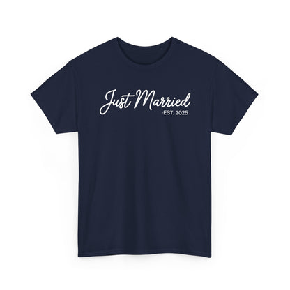 Just Married 2025 Honeymoon Wedding Couples Fiancee T-Shirt