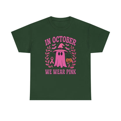 In October We Wear Pink Breast Cancer Awareness Halloween T-Shirt