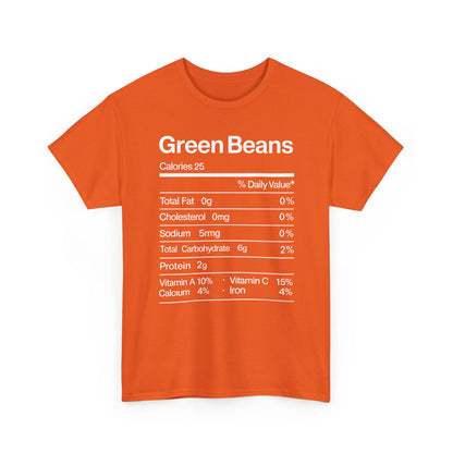Green Beans Nutrition Facts Funny Thanksgiving Christmas T-Shirt
