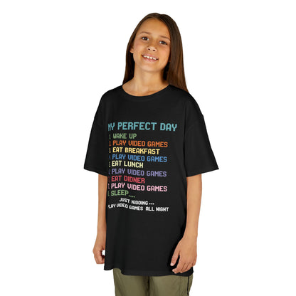 My Perfect Day Play Video Games Funny Gamer Kids T-Shirt