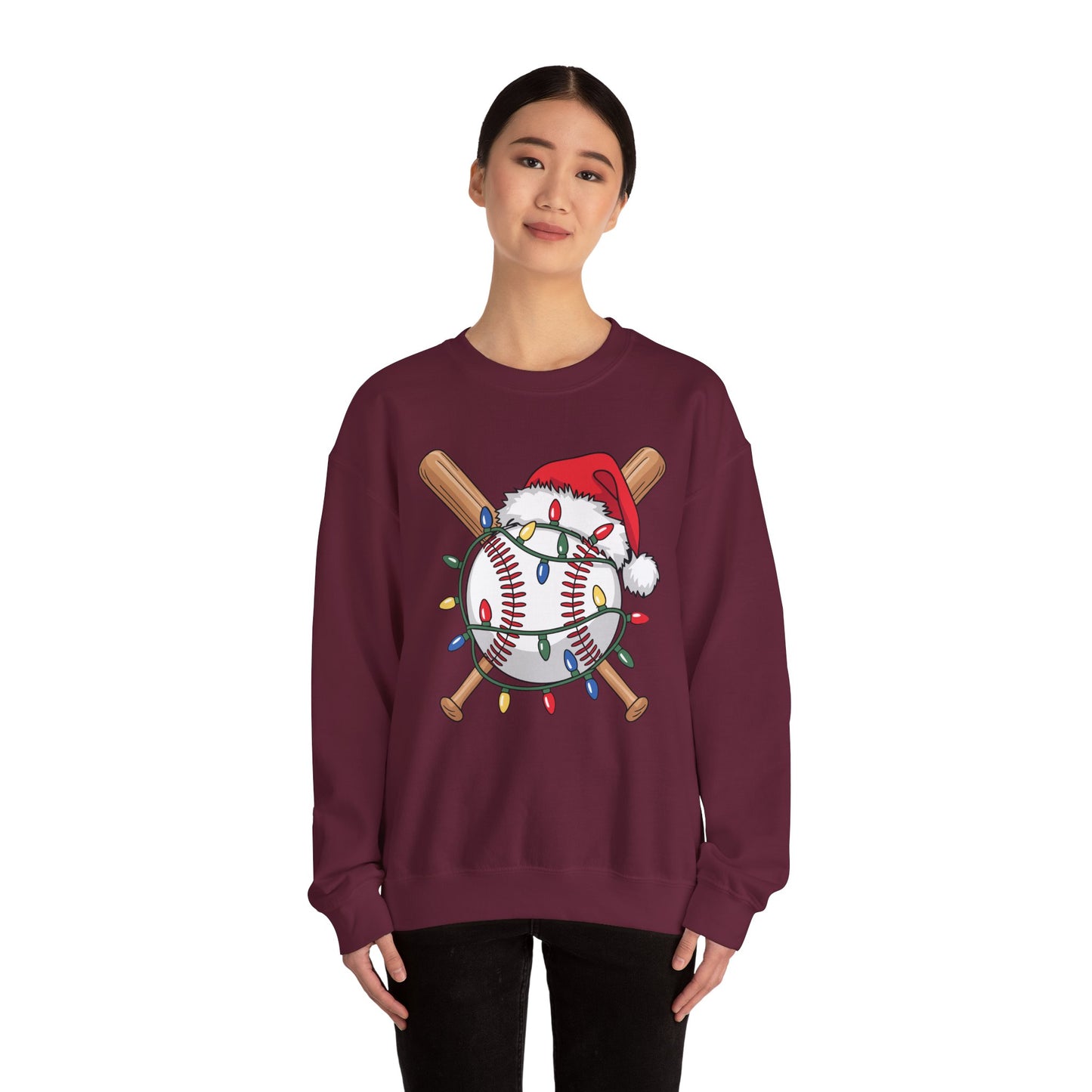 Santa Sports Design For Men Boys Christmas Baseball Player Sweatshirt