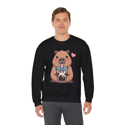 Cute Capybara Kawaii Anime Drinking Bubble Tea Lover Girls Sweatshirt