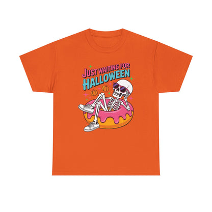 Just Waiting For Halloween Skeleton Donut Summerween Vibes T-Shirt
