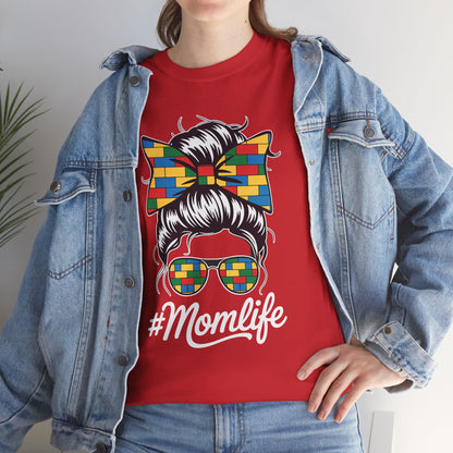 Building Block Messy Bun Mom Life Master Builder Mothers Day T-Shirt