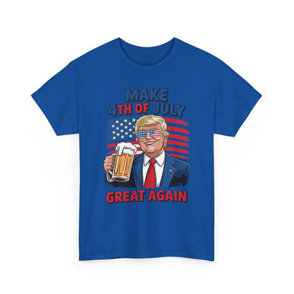 Trump Make 4th of July Great Again Men Drinking Beer Funny T-Shirt