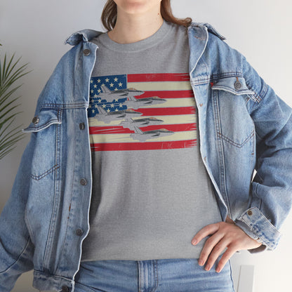 Vintage American Flag USA Fighter Jets 4th of July Patriotic T-Shirt