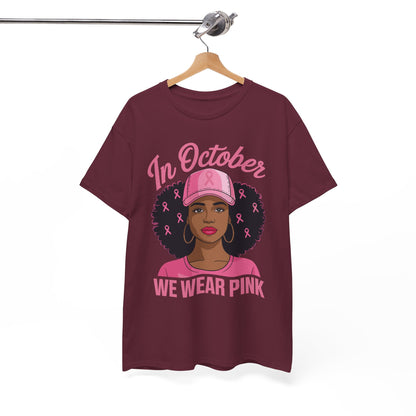 In October We Wear Pink Black Women Breast Cancer Awareness T-Shirt