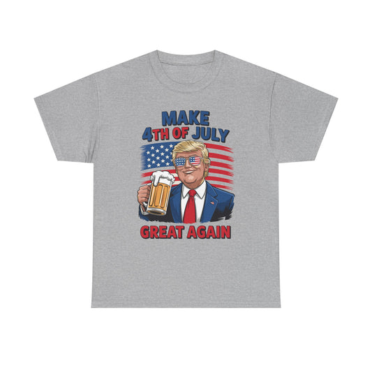 Trump Make 4th of July Great Again Men Drinking Beer Funny T-Shirt