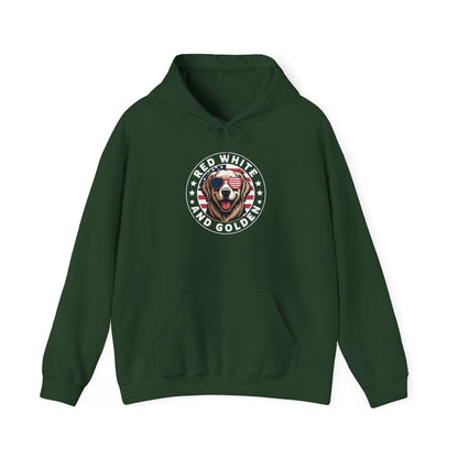 Red White Golden Retriever American Flag 4th of July Gift Hoodie