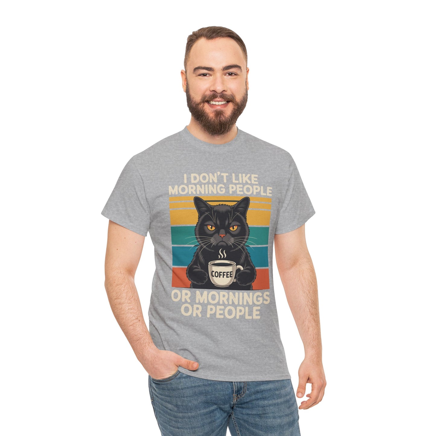 I Hate Morning People And Mornings And People Coffee Cat T-Shirt