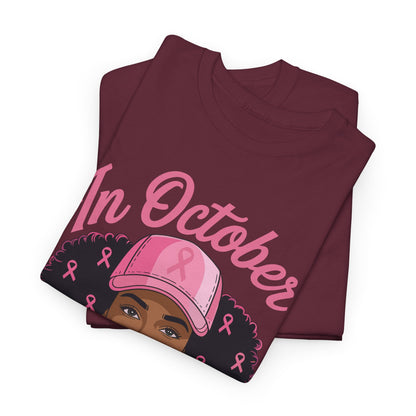 In October We Wear Pink Black Women Breast Cancer Awareness T-Shirt