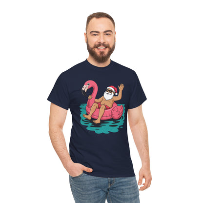 Santa Flamingo Floatie Funny Christmas In July Summer Xmas T-Shirt