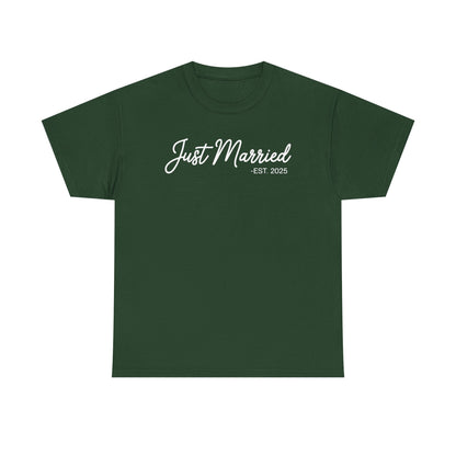 Just Married 2025 Honeymoon Wedding Couples Fiancee T-Shirt