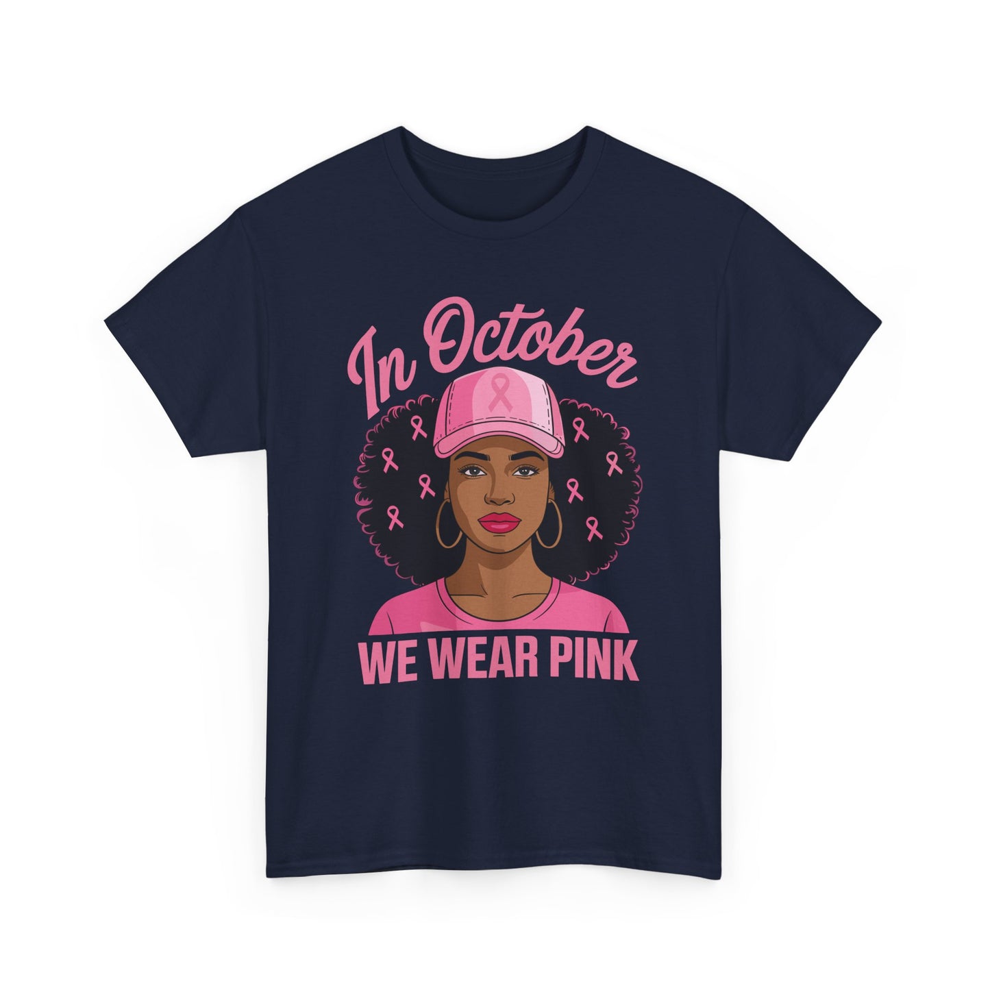 In October We Wear Pink Black Women Breast Cancer Awareness T-Shirt