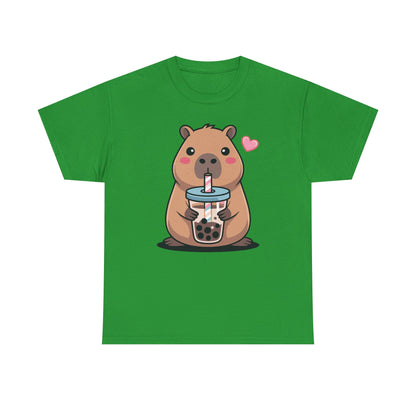 Cute Capybara Kawaii Anime Drinking Bubble Tea Lover Girls T-Shirt