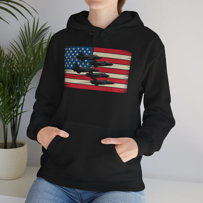 Vintage American Flag USA Fighter Jets 4th of July Patriotic Hoodie
