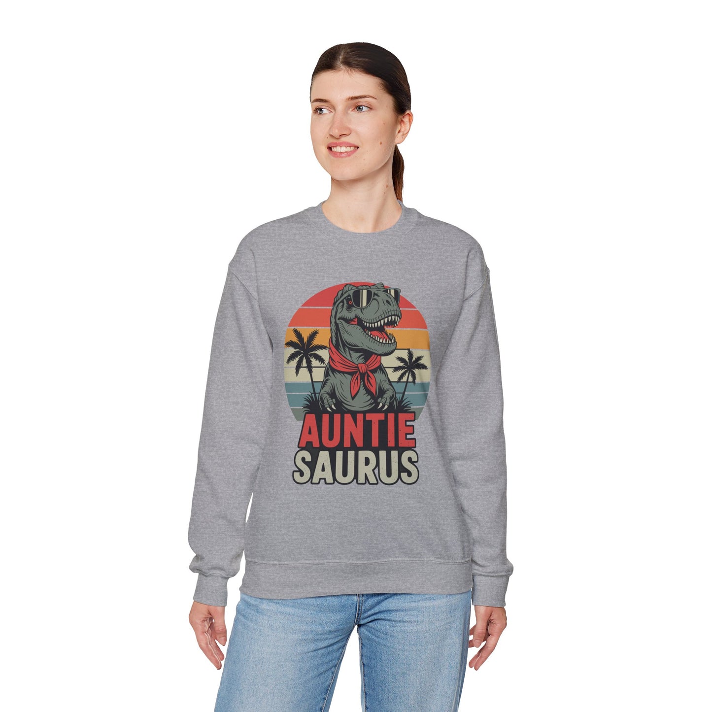 Auntiesaurus T Rex Dinosaur Auntie Saurus Family Matching Sweatshirt