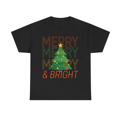 Merry and Bright Christmas Tee Cute Holiday Shirt for Men and Women