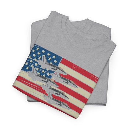 Vintage American Flag USA Fighter Jets 4th of July Patriotic T-Shirt
