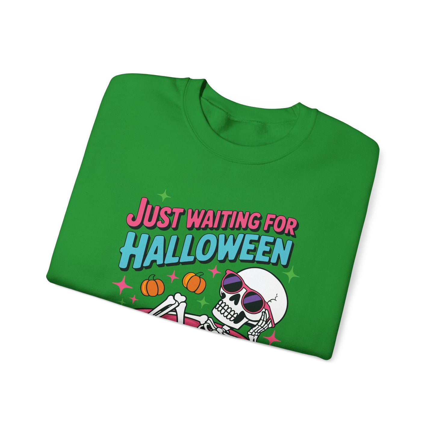 Just Waiting For Halloween Skeleton Donut Summerween Vibes Sweatshirt