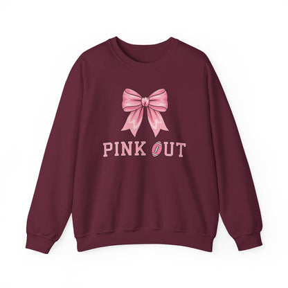 Pink Out Football Bow Preppy Breast Cancer Awareness Women Sweatshirt