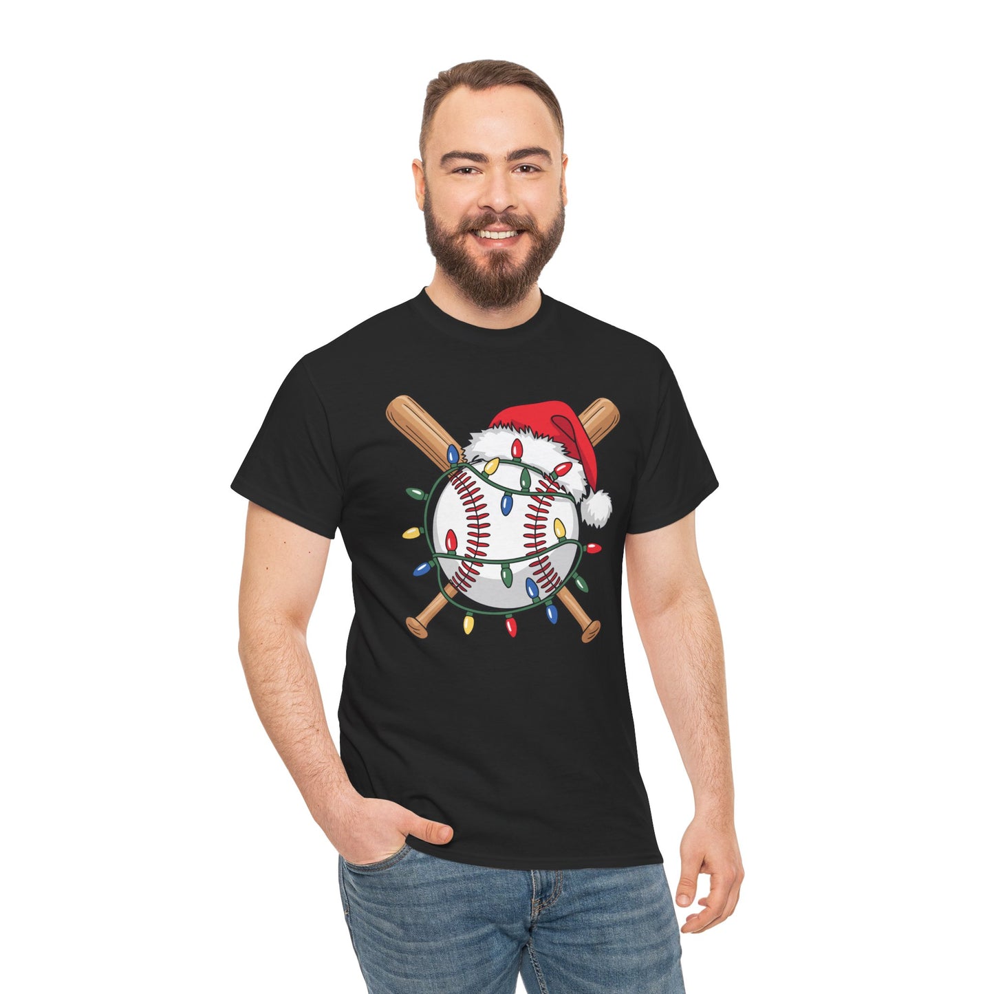 Santa Sports Design For Men Boys Christmas Baseball Player T-Shirt