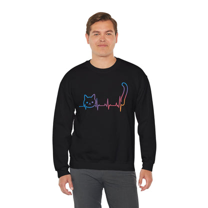 Heartbeat Cat Lover Animal Silhouette Cute Cat Sweatshirt