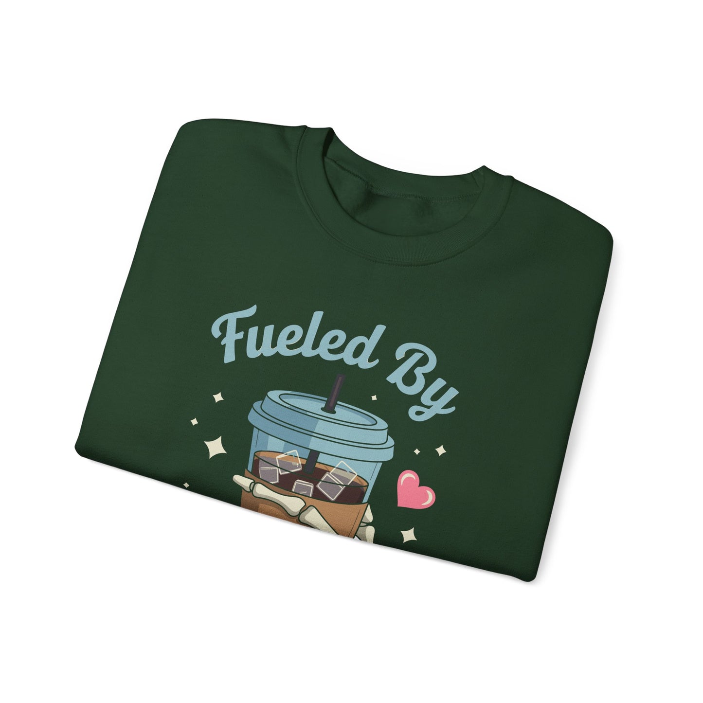 Fueled by Iced Coffee and Anxiety Funny Coffee Lover Sweatshirt