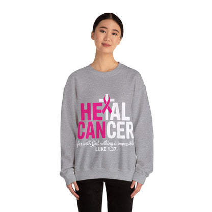 Heal Cancer Believe God Christian Breast Cancer Awareness Sweatshirt