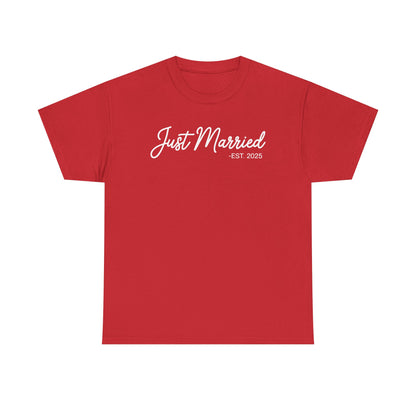 Just Married 2025 Honeymoon Wedding Couples Fiancee T-Shirt