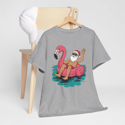 Santa Flamingo Floatie Funny Christmas In July Summer Xmas T-Shirt