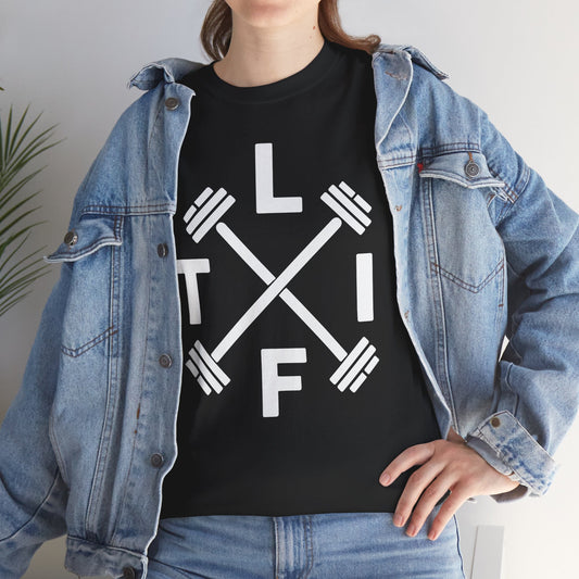 LIFT Weightlifting Fitness Barbells Crossed Circle T-Shirt