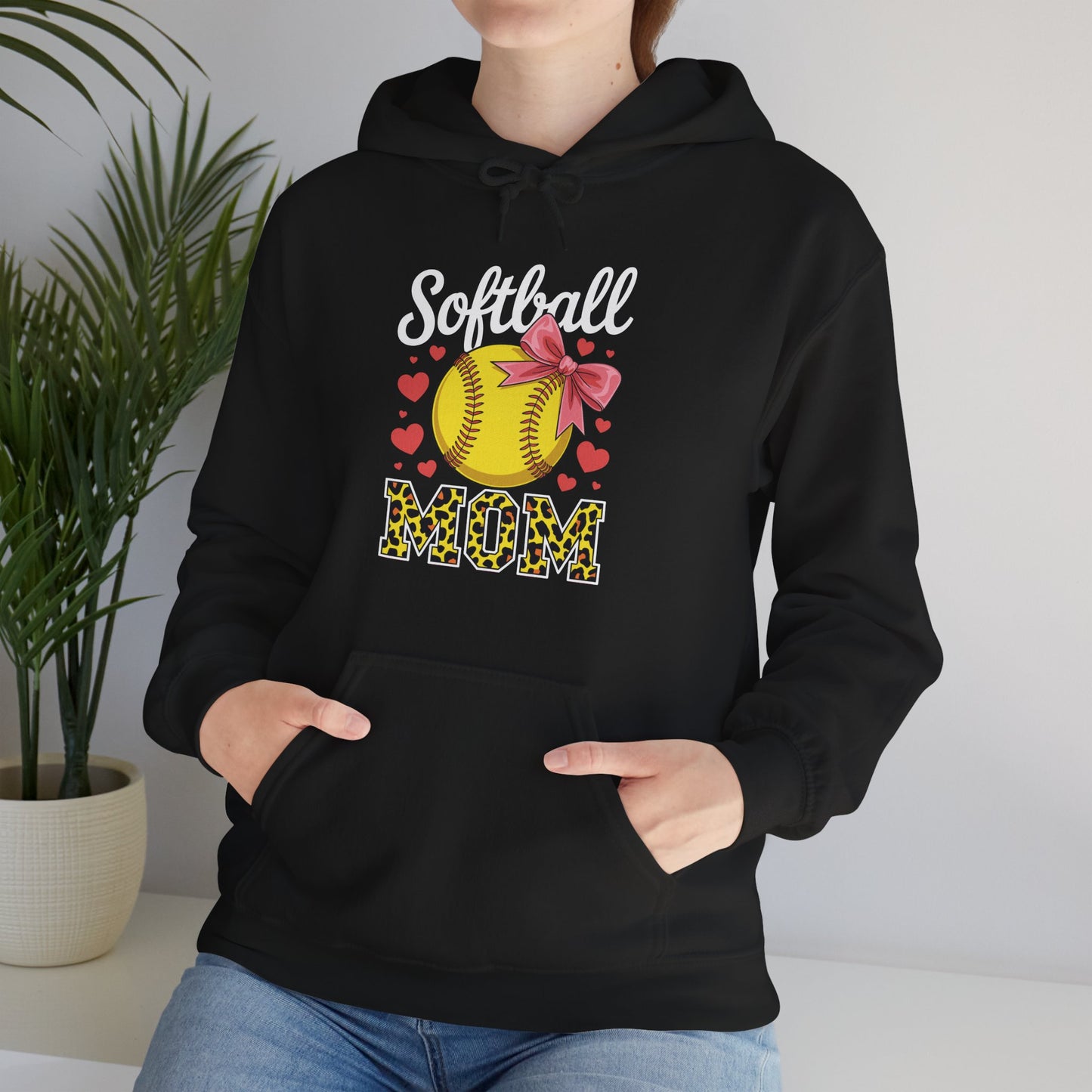 Softball Mom Headband Leopard Softball Ball Mothers Day Mama Hoodie