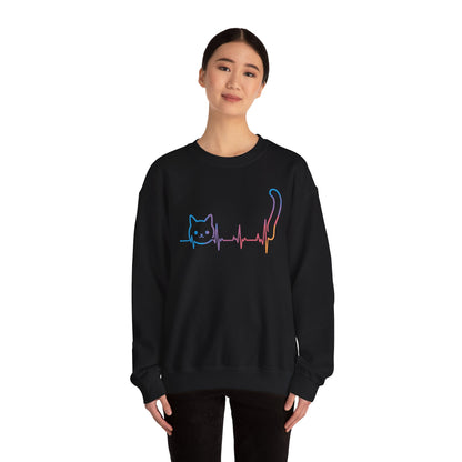 Heartbeat Cat Lover Animal Silhouette Cute Cat Sweatshirt