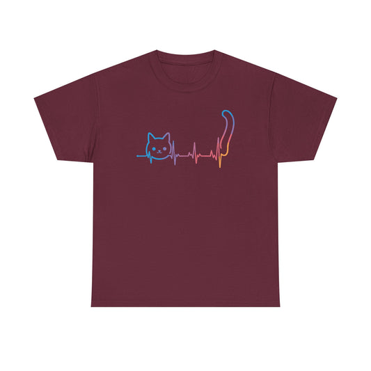 Heartbeat Cat Lover Animal Silhouette Cute Cat T-Shirt