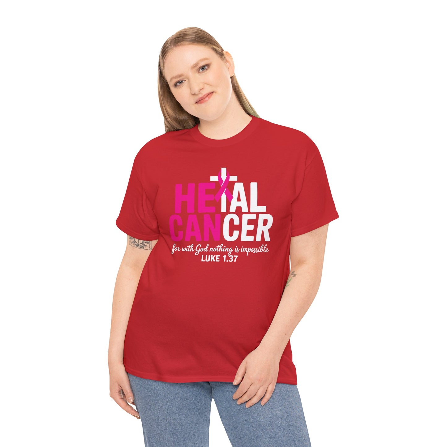 Heal Cancer Believe God Christian Breast Cancer Awareness T-Shirt